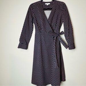 1901 Navy-Red B Micro Dot  Midi Dress Classic Style‎ V-Neck.C144